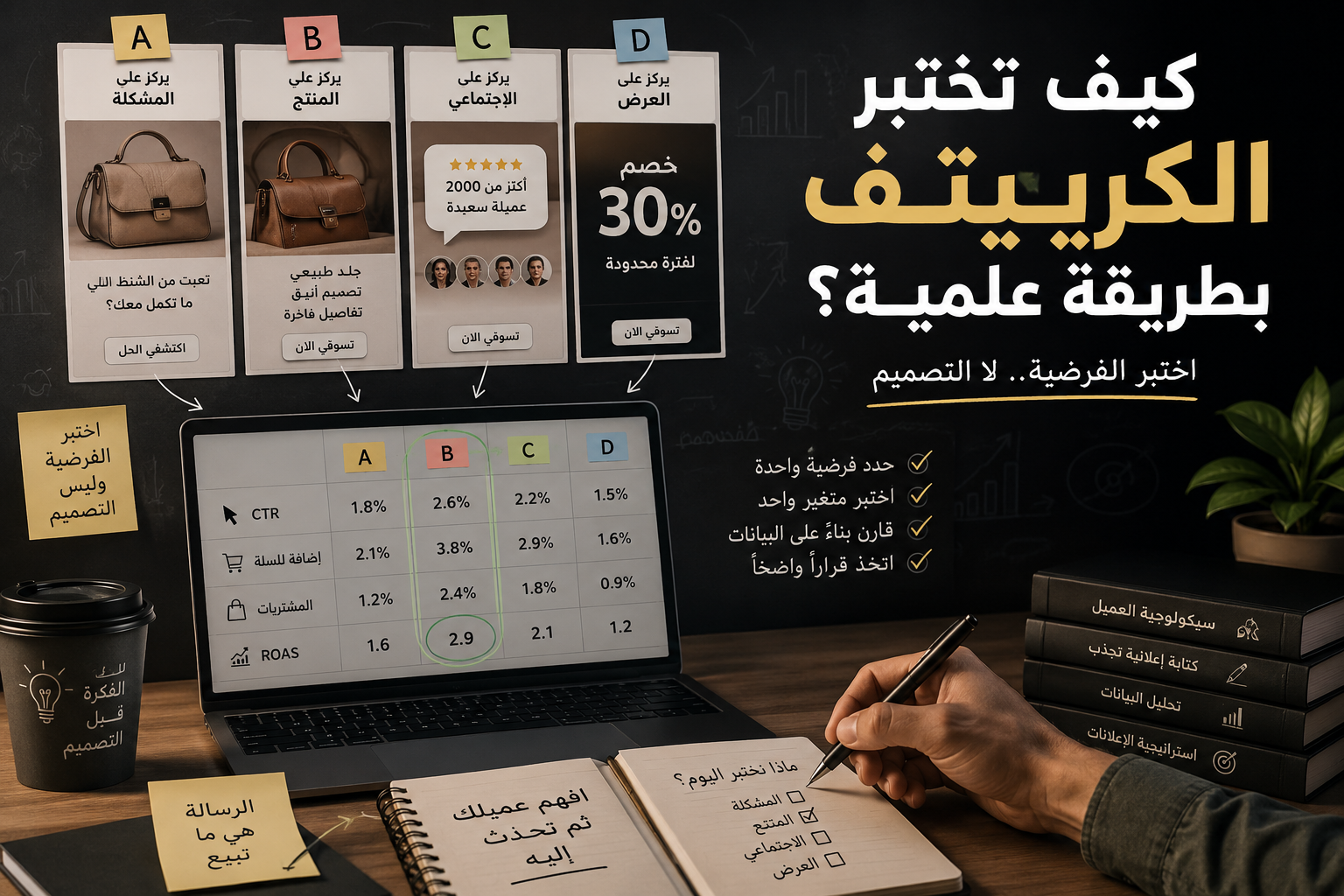 لا تسأل: “هل التصميم حلو؟” اسأل: “هل الكرييتف يحرّك العميل خطوة أقرب للشراء؟”